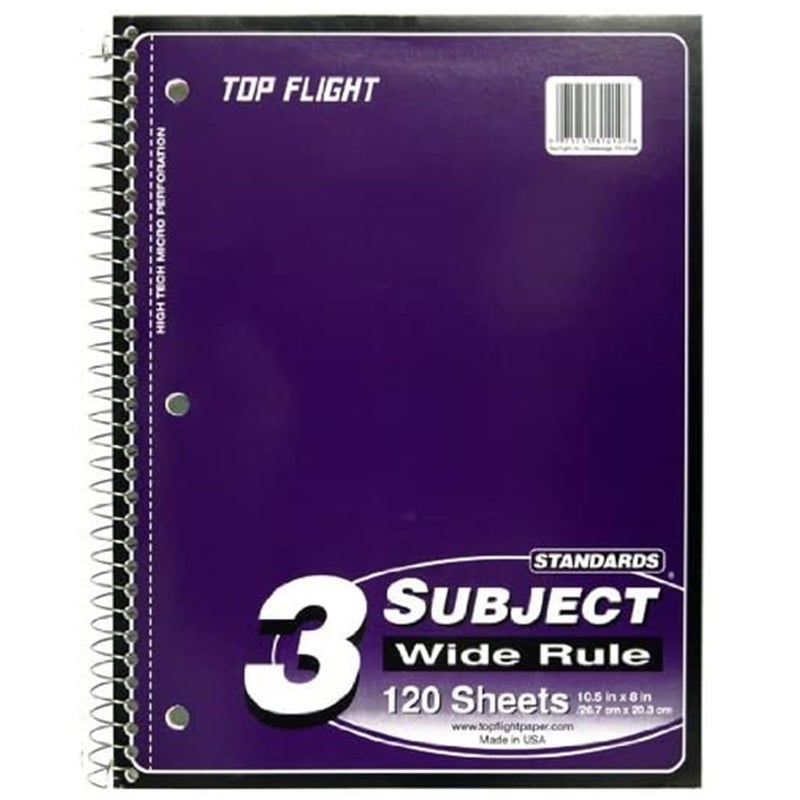 Top Flight 3-Subject Wirebound Notebook, 120 Sheet - Image 4